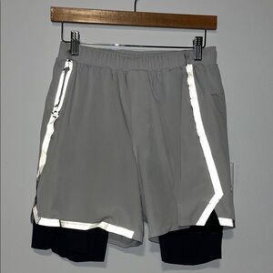 lululemon athletica Light Gray Reflective Athletic Shorts